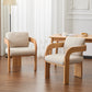 2-Pack Dining Chairs with Pillow Back, Beige Fabric, Natural Color Solid Wood Frame FredCo