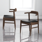 Leon Mid-Century Modern Leather Dining Chair Set of 2 with Solid Wood Frame in Black FredCo