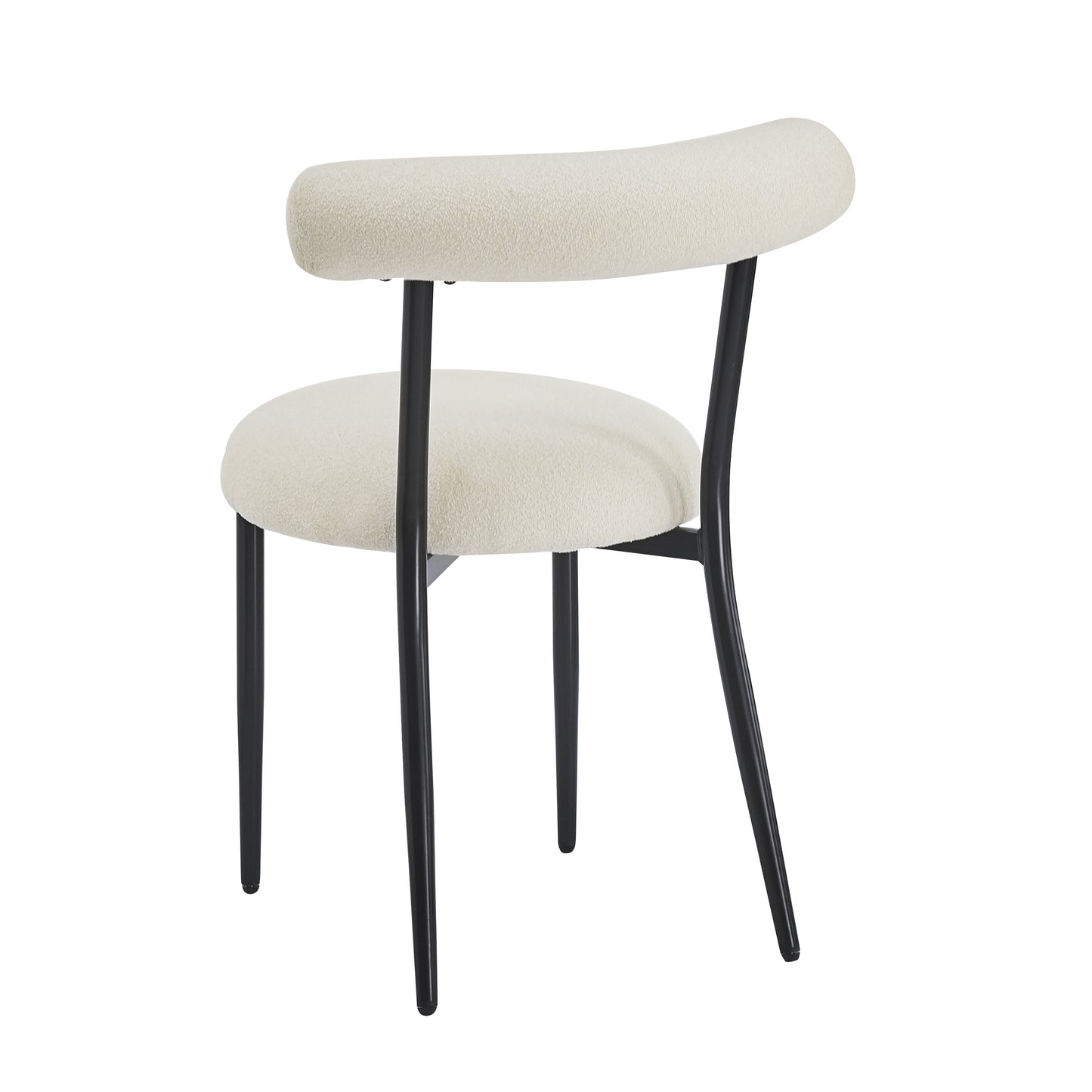 Dining Chair Set of 2, Modern Dining Room Chairs, Black Metal Frame, White Fabric FredCo