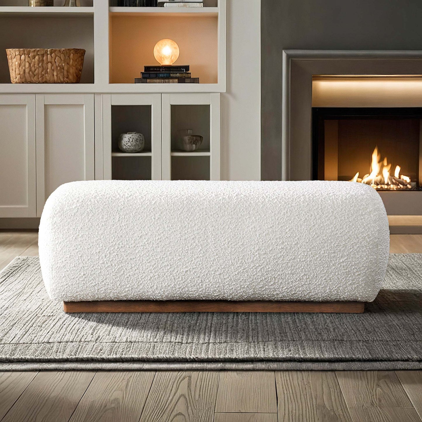 Kelvin Ivory Boucle Bench FredCo