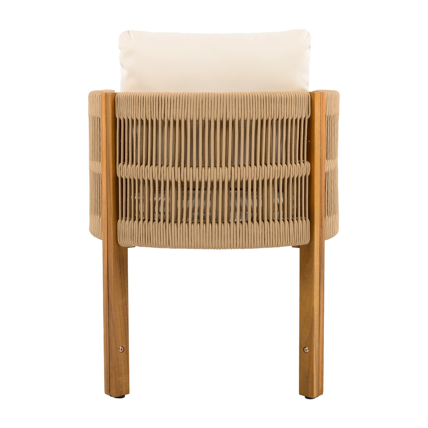 Outdoor Dining Set with Acacia Wood Table and 4 Chairs, Washable Waterproof Cushions, Slatted Tabletop for Patio Garden, Beige FredCo