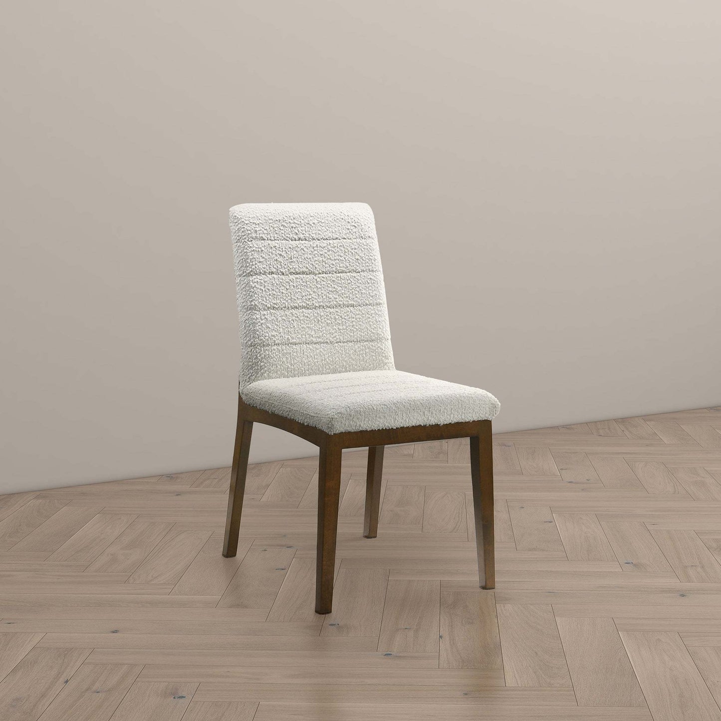 Ines Modern White Boucle Dining Chair (Set of 2) with Solid Wood Base and Foam Padding 35.8'H x 18.9'W x 24'D FredCo