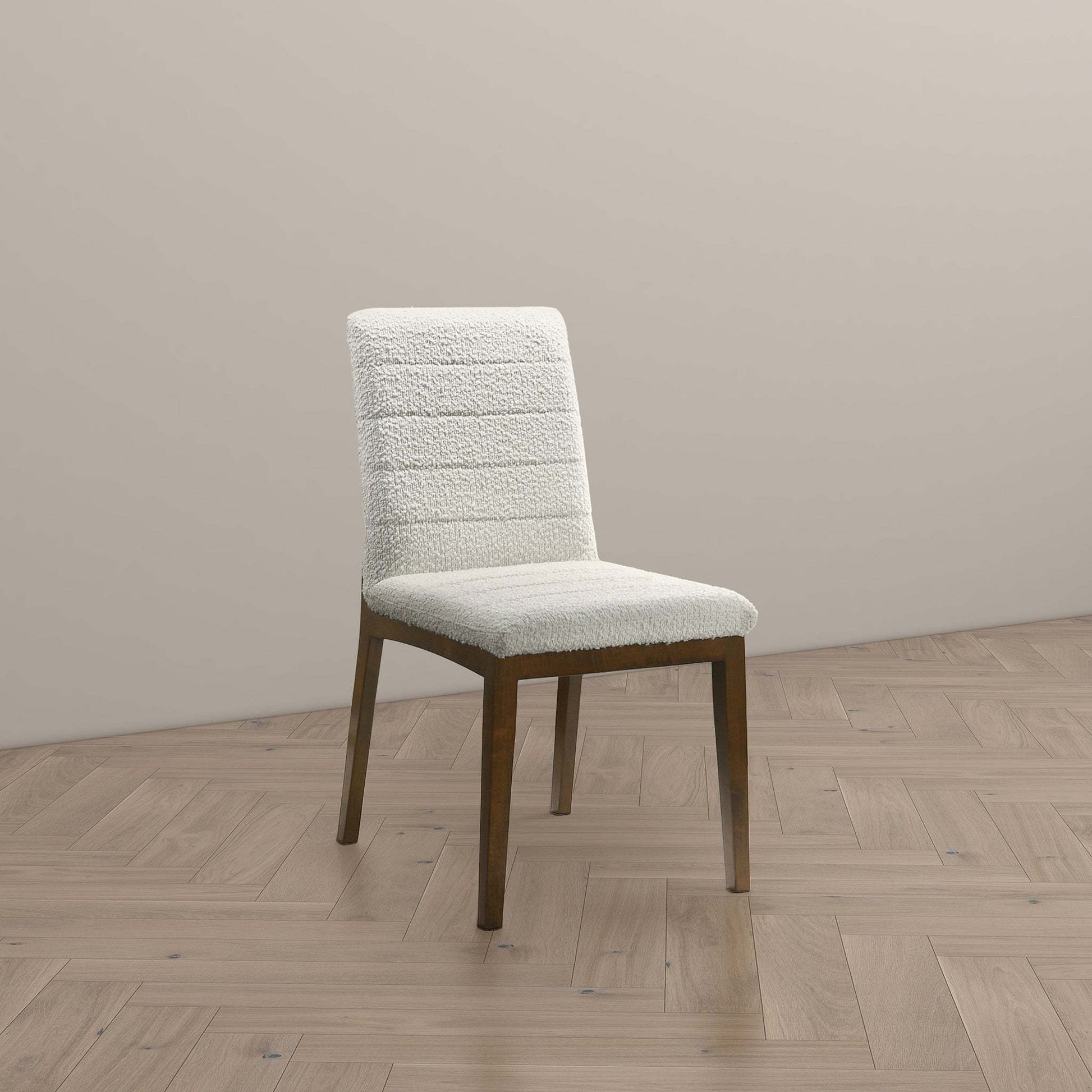Ines Modern White Boucle Dining Chair (Set of 2) with Solid Wood Base and Foam Padding 35.8'H x 18.9'W x 24'D FredCo