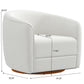 High Quality Elise Mid Century Modern Beige Boucle Swivel Chair with Elegant Design and Multi-functional Use 34.2W'x 30D'x 30H' Swivel Round Chairs for Living Room Bedroom Reading, White FredCo