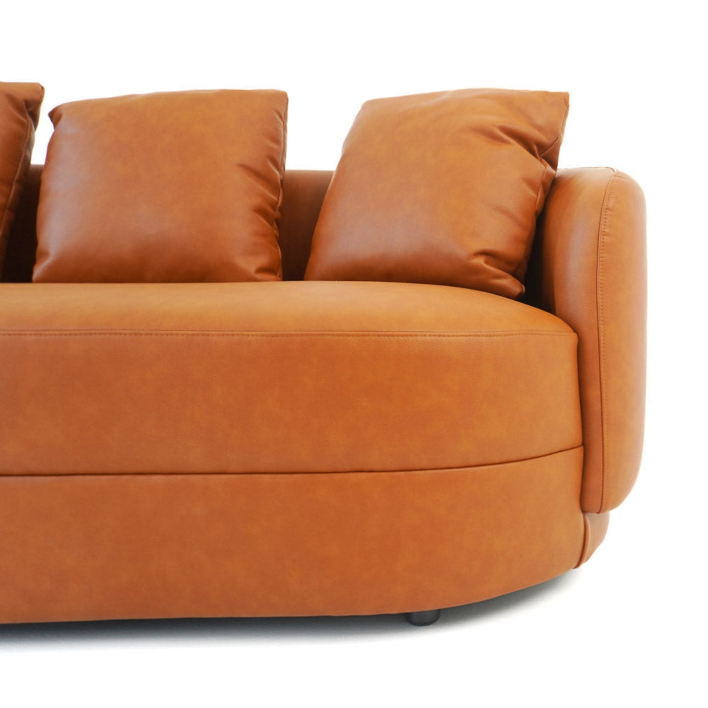 Dylan Modern Cognac Leather Sofa with Composite Leather and Eucalyptus Frame, 85'W FredCo