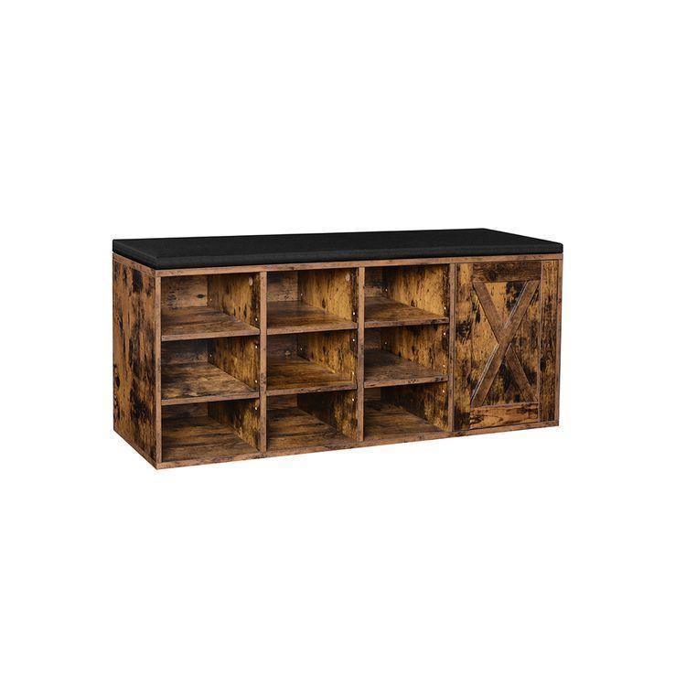 9 Compartments Shoe Bench Rustic Brown FredCo