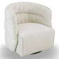 Modern cream upholstered swivel accent chair home furniture FredCo International
