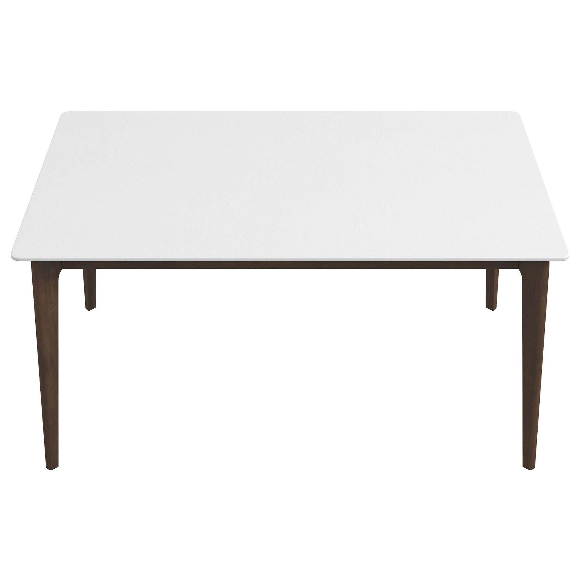 Lindsey Mid-Century Modern Solid Wood Dining Table with White Top and Walnut Legs, 59 inches for Bedroom Hallway, Entryway FredCo