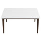 Lindsey Mid-Century Modern Solid Wood Dining Table with White Top and Walnut Legs, 59 inches for Bedroom Hallway, Entryway FredCo