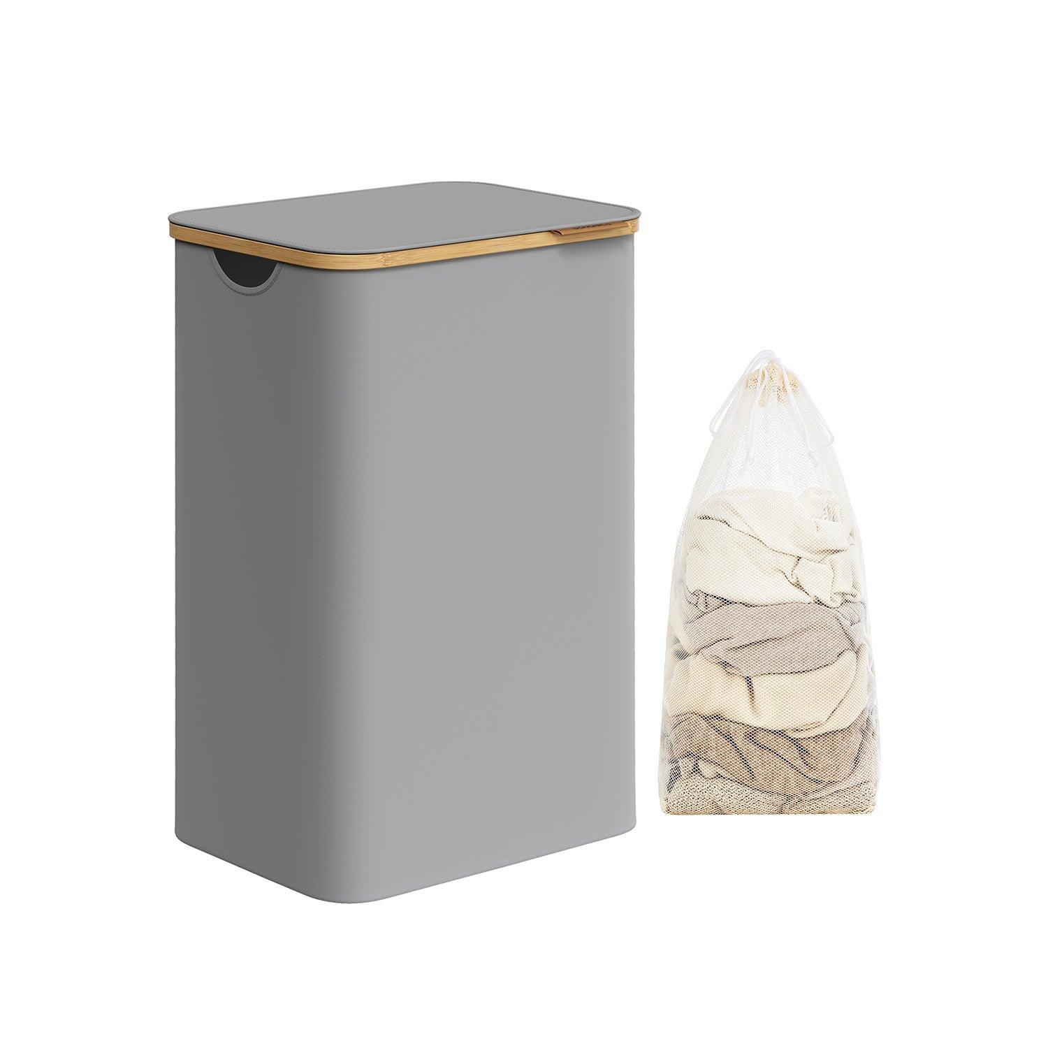 90L Large Laundry Hamper with Lid Dove Gray FredCo