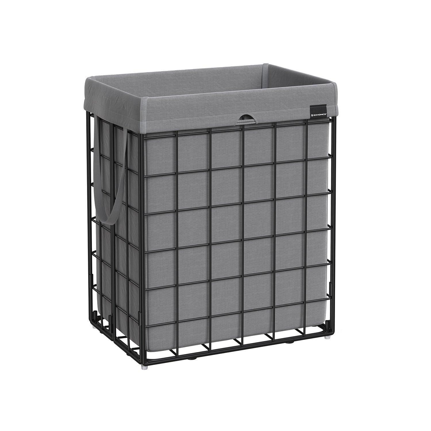 90L Laundry Hamper with Metal Frame Gray FredCo