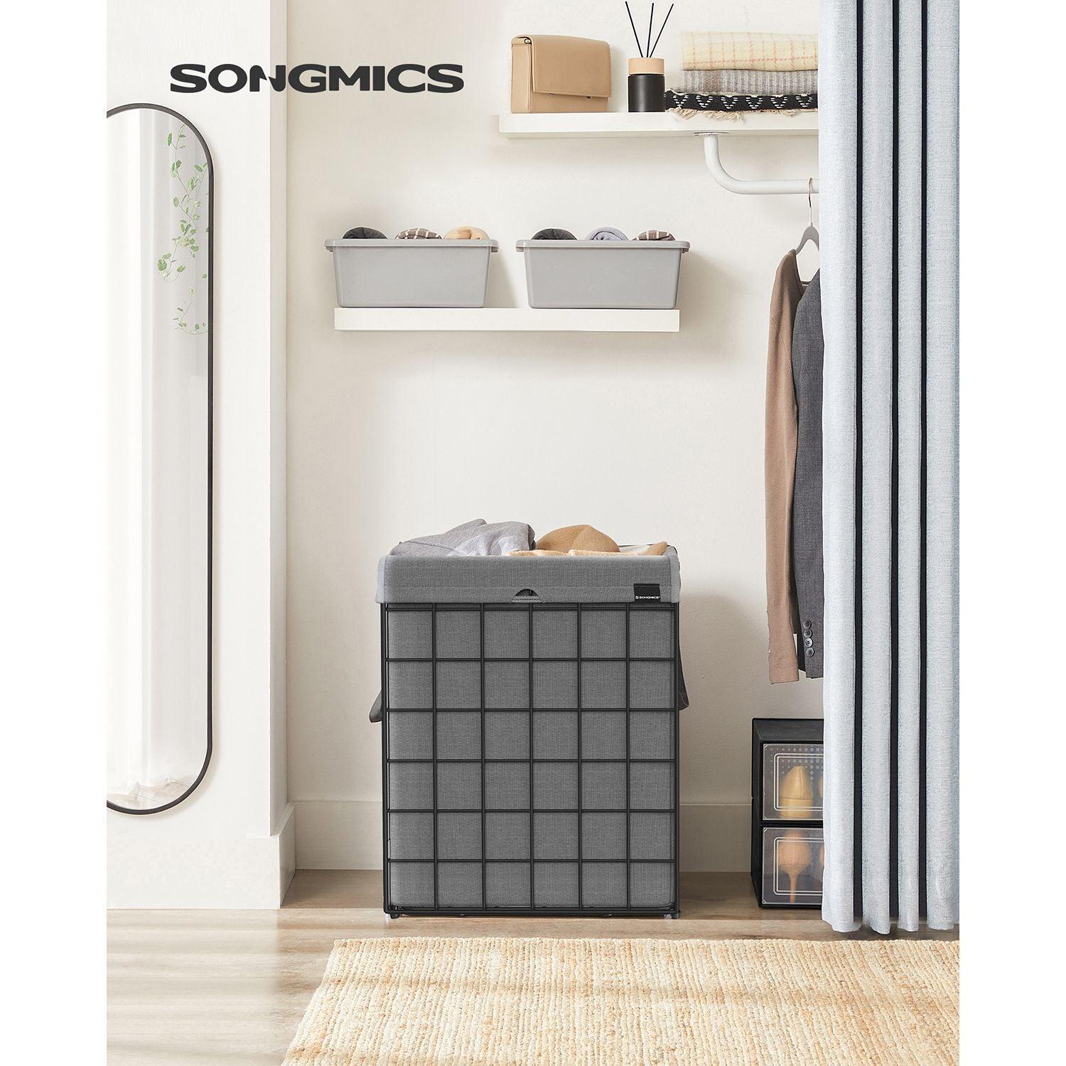 90L Laundry Hamper with Metal Frame Gray FredCo