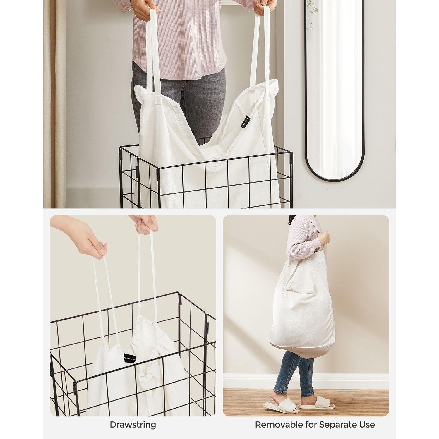 90L Laundry Hamper with Metal Frame White FredCo