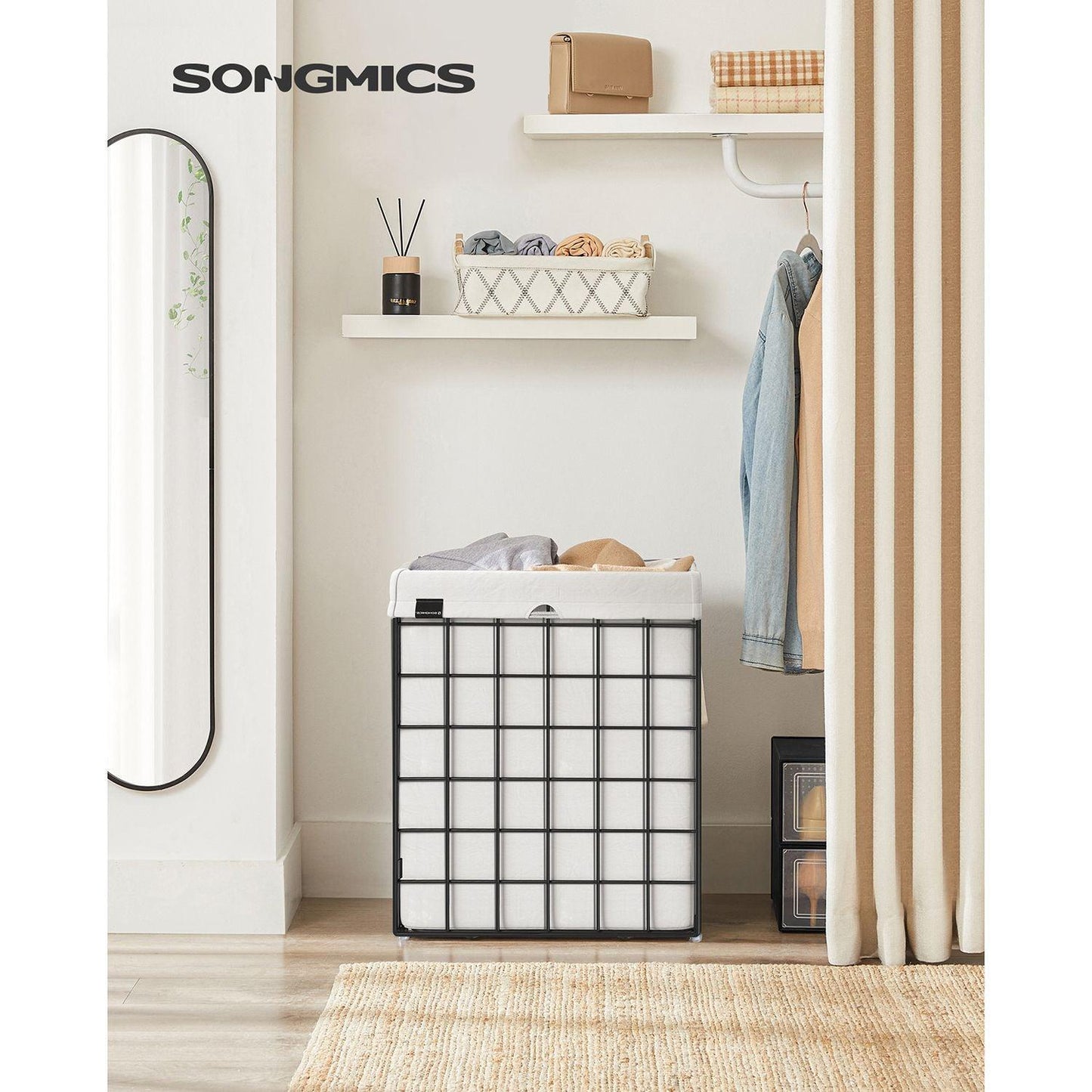 90L Laundry Hamper with Metal Frame White FredCo