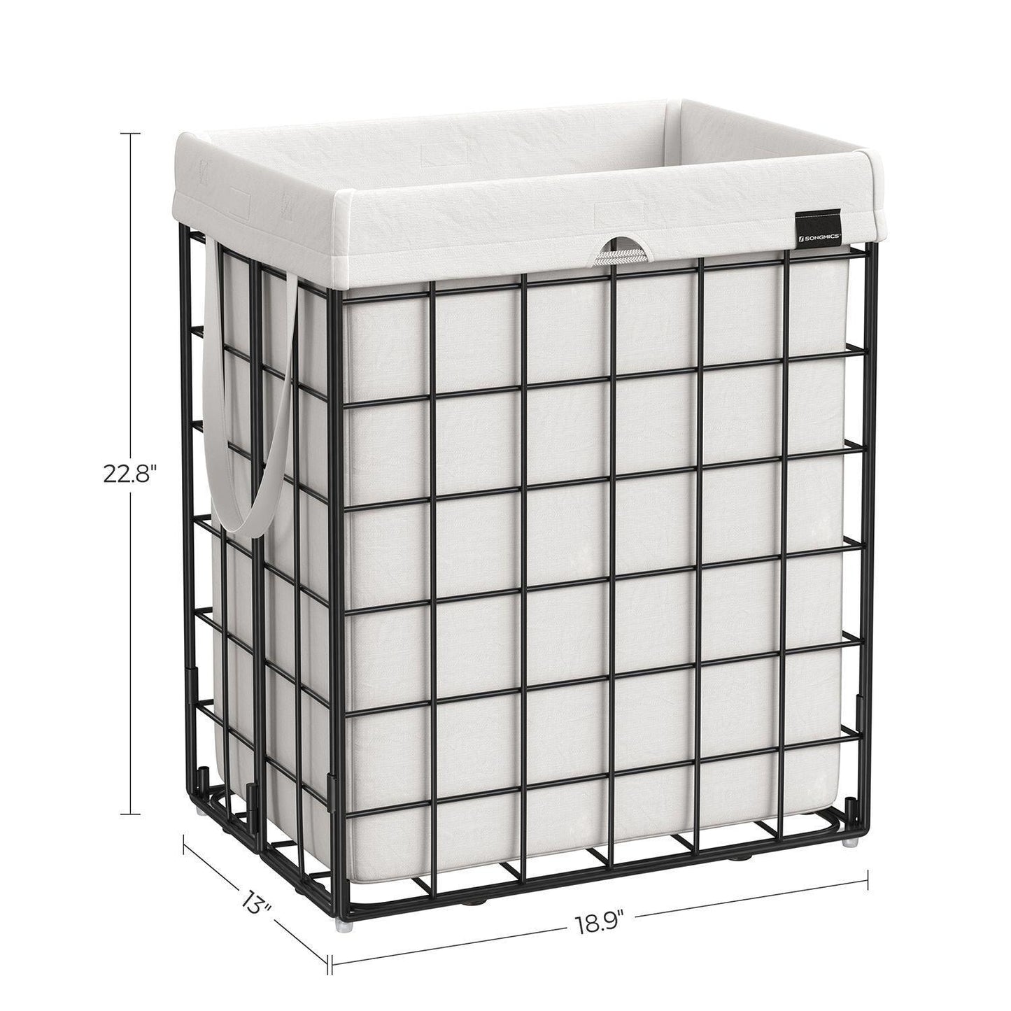 90L Laundry Hamper with Metal Frame White FredCo