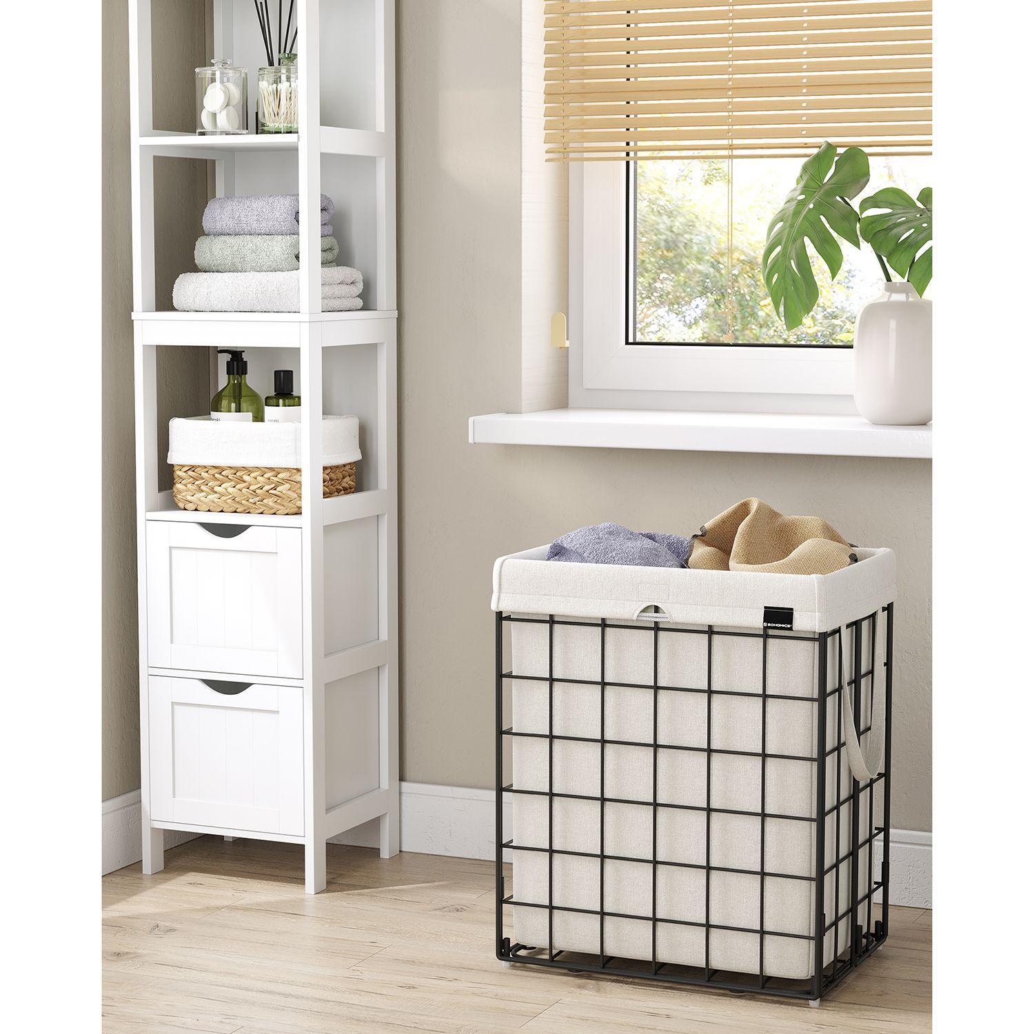 90L Laundry Hamper with Metal Frame White FredCo