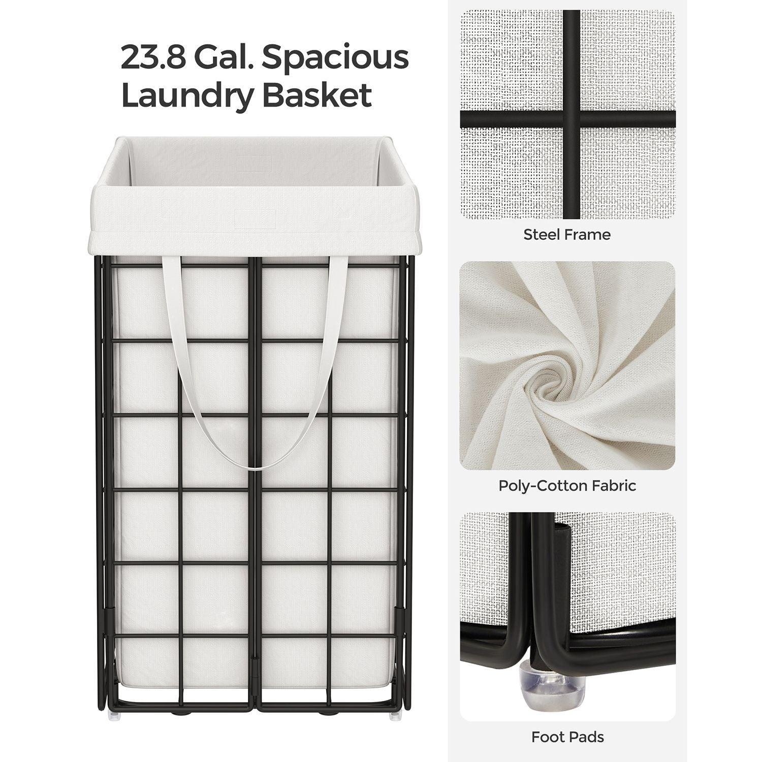 90L Laundry Hamper with Metal Frame White FredCo