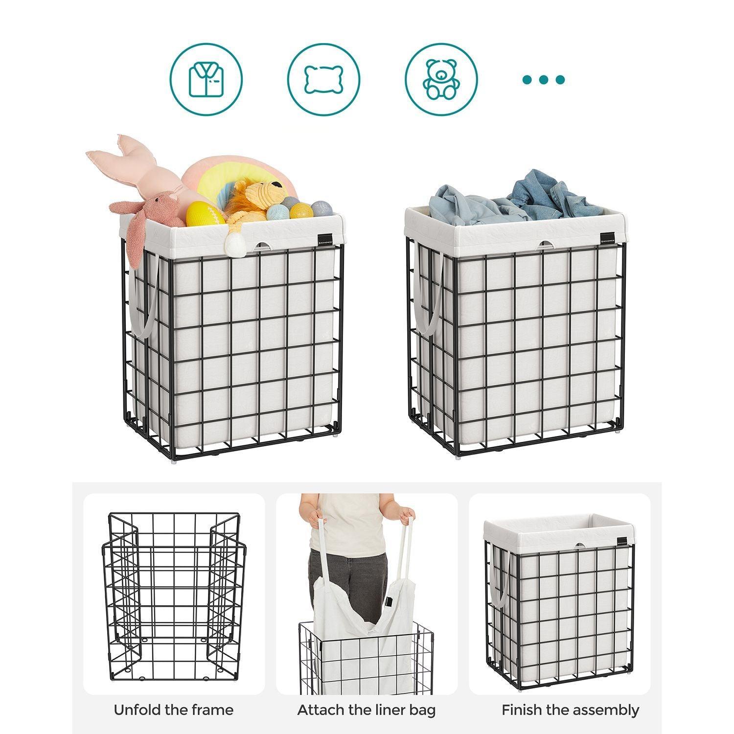 90L Laundry Hamper with Metal Frame White FredCo