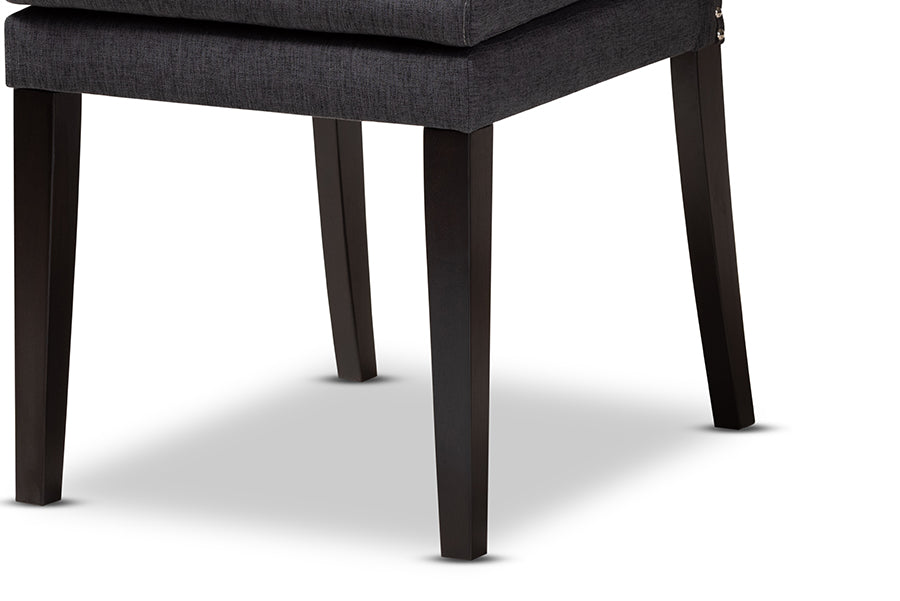 Baxton Studio Dylin Modern and Contemporary Dark Grey Fabric Upholstered and Dark Brown Finished Wood 7-Piece Dining Set