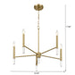 Modern gold 5-light chandelier with exposed bulbs, 24 inch wide, for home lighting decor