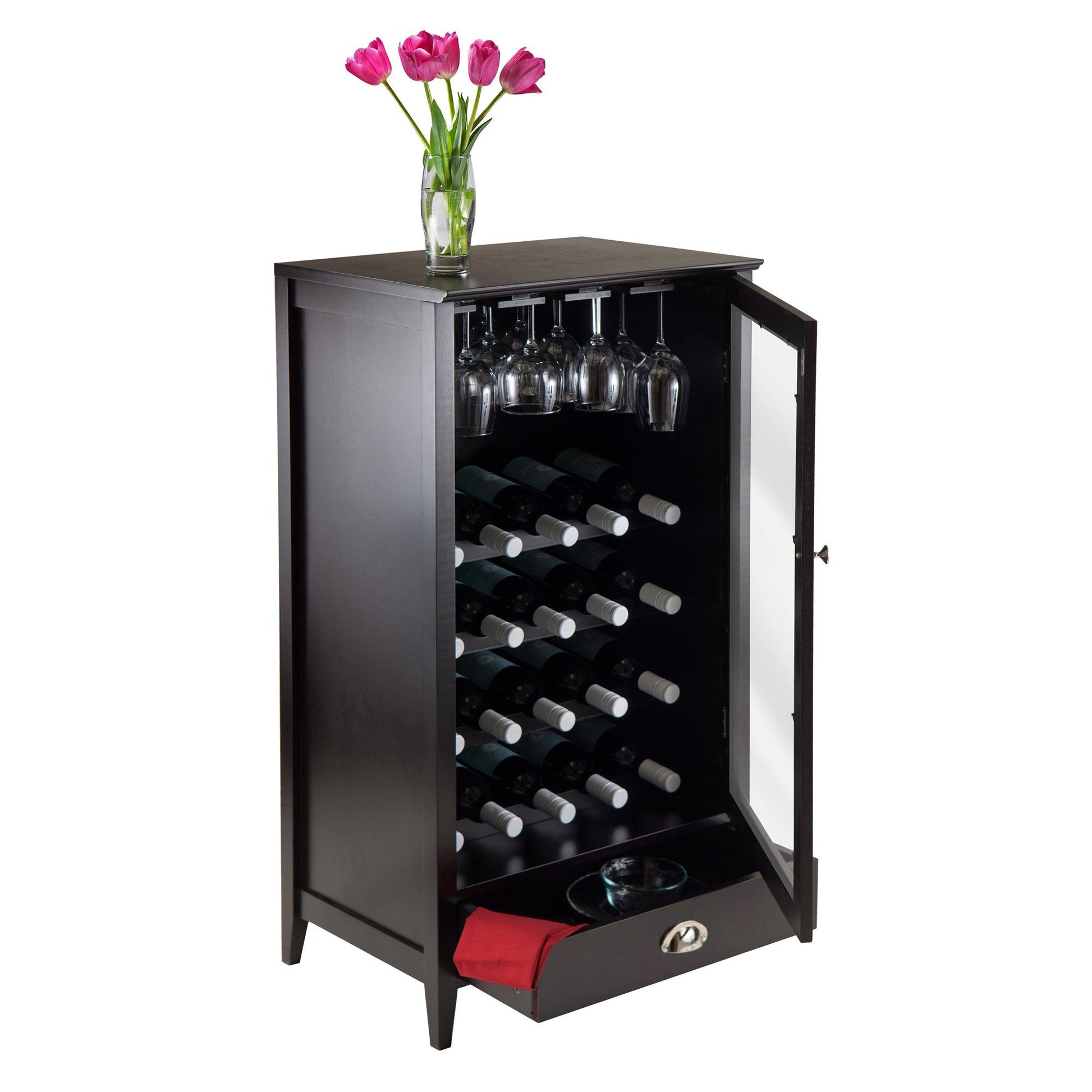 Winsome Bordeaux 20-Bottle Wine Cabinet, Espesso, Solid / Composite wood FredCo
