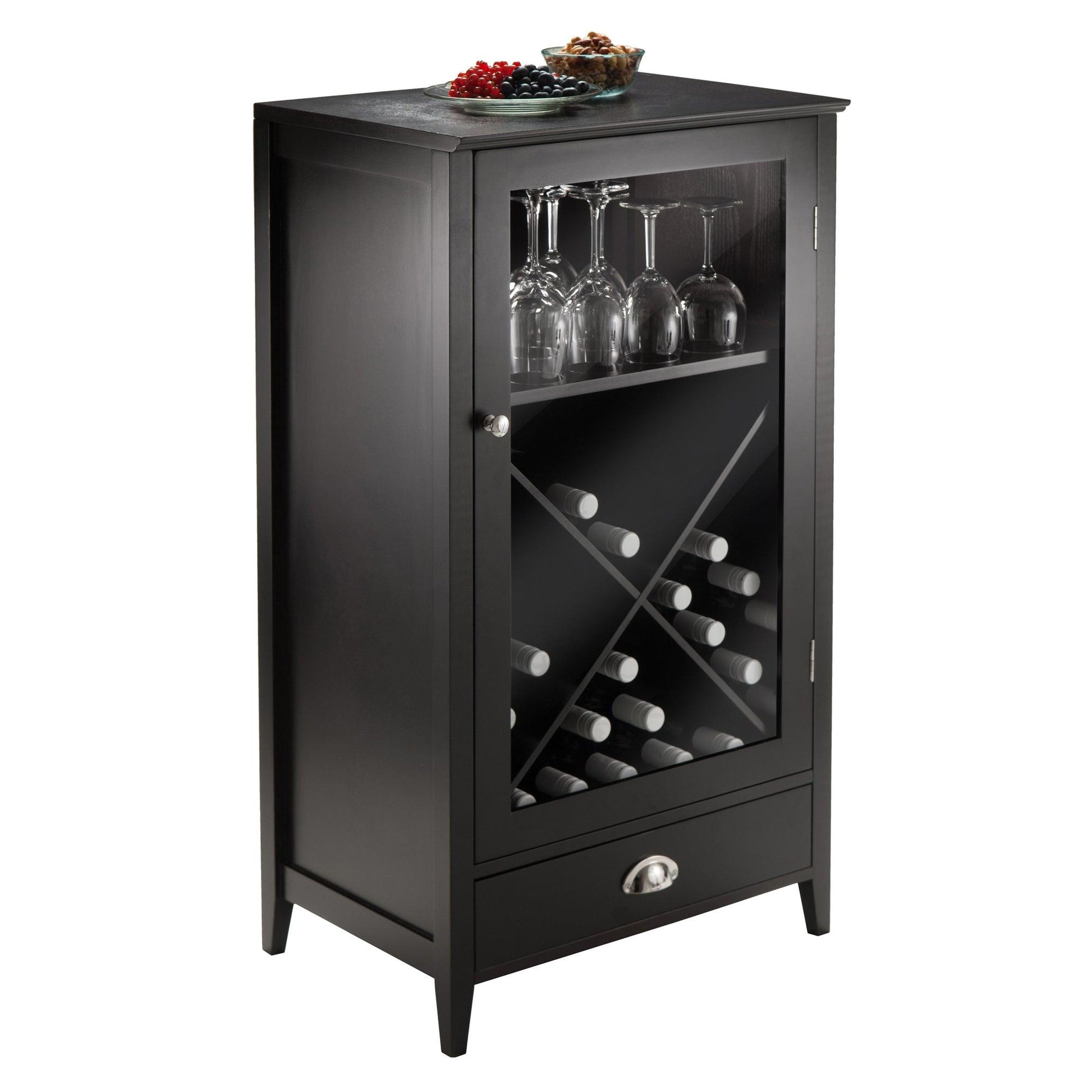 Winsome Bordeaux X-Panel Wine Cabinet, Espreso, Solid / Composite wood FredCo