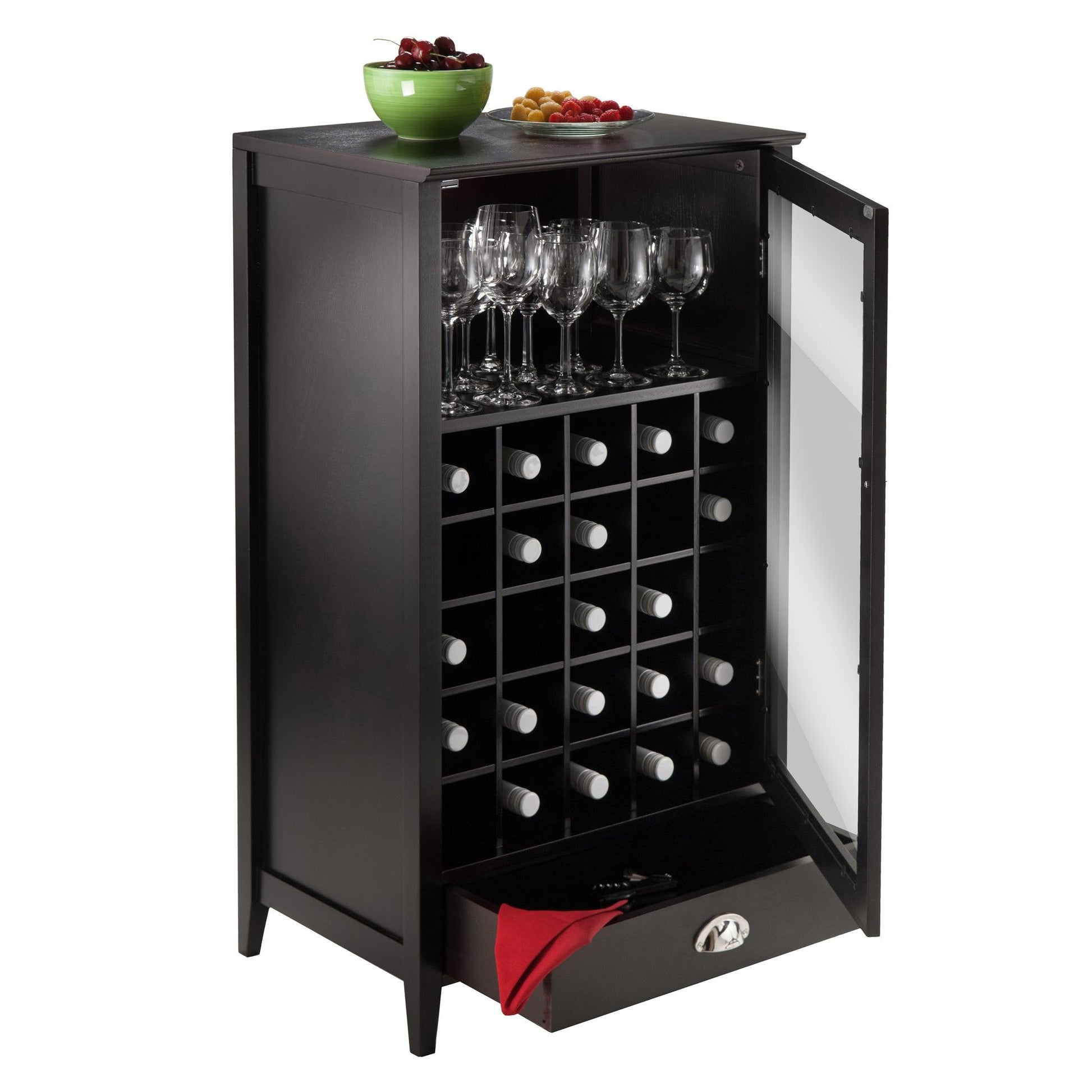 Winsome Bordeaux 25-Bottle Wine Cabinet, Espresso, Solid / Composite wood FredCo