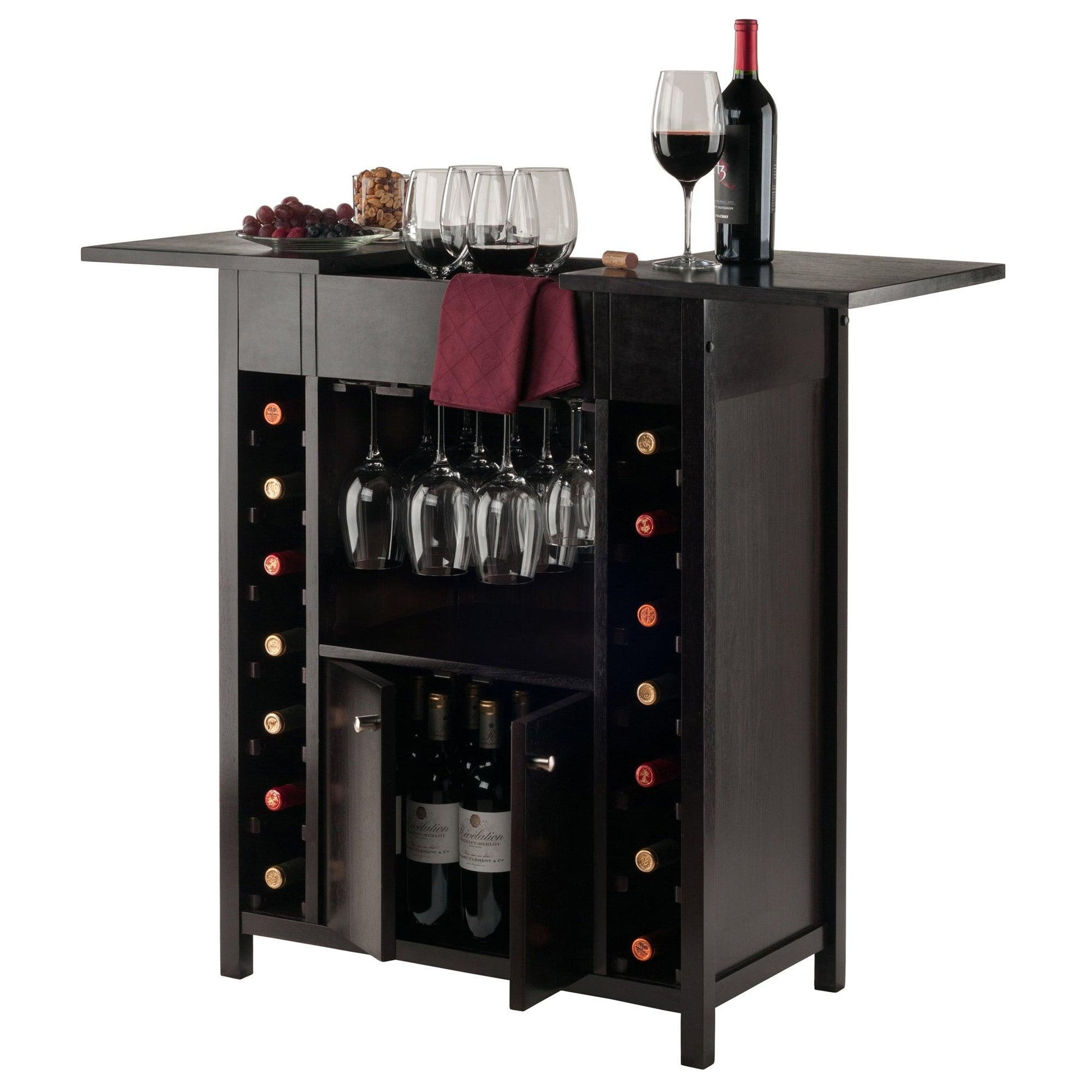 Winsome Yukon Wine Cabinet, Expandable Top, Espresso, Solid / Composite wood FredCo