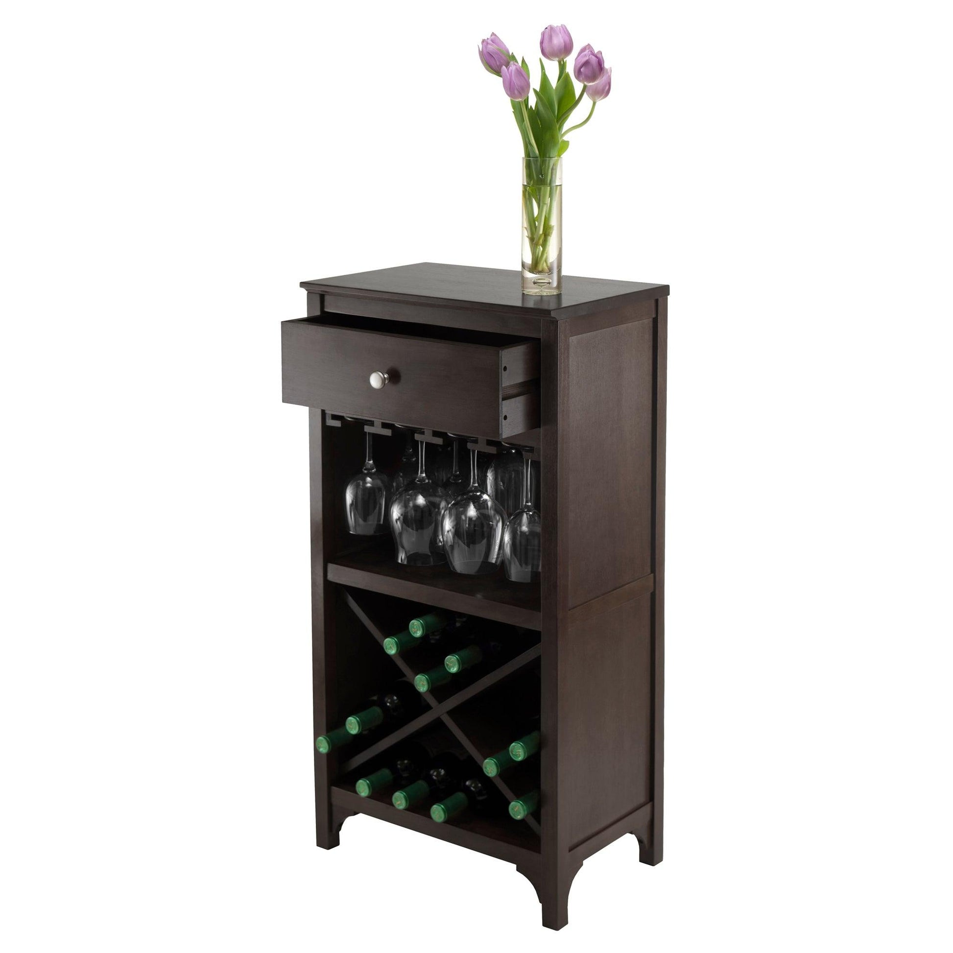 Winsome Ancona Wine Cabinet, Espresso, Solid / Composite wood FredCo