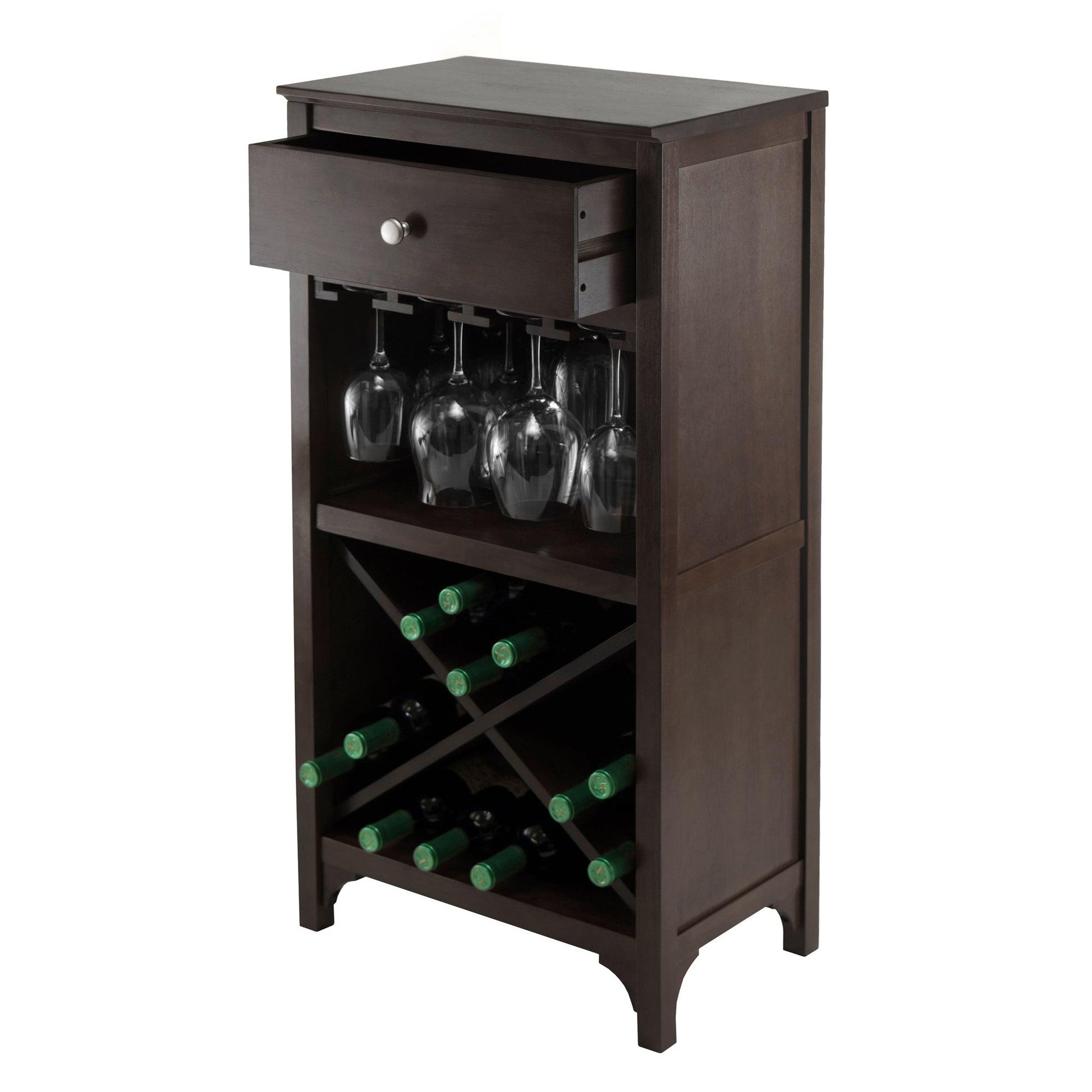 Winsome Ancona Wine Cabinet, Espresso, Solid / Composite wood FredCo