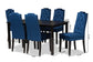 Baxton Studio Dylin Modern and Contemporary Navy Blue Velvet Fabric Upholstered and Dark Brown Finished Wood 7-Piece Dining Set