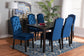 Baxton Studio Dylin Modern and Contemporary Navy Blue Velvet Fabric Upholstered and Dark Brown Finished Wood 7-Piece Dining Set