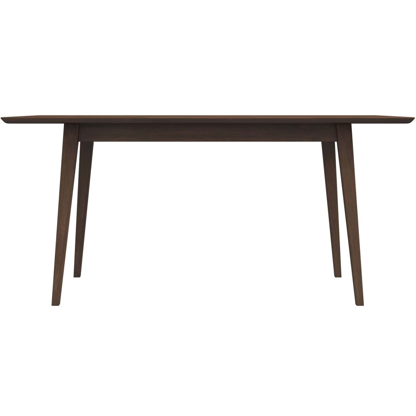 Mary Modern Style Solid Wood Rectangular Dining Kitchen Table Brown Finish Beveled Edges FredCo