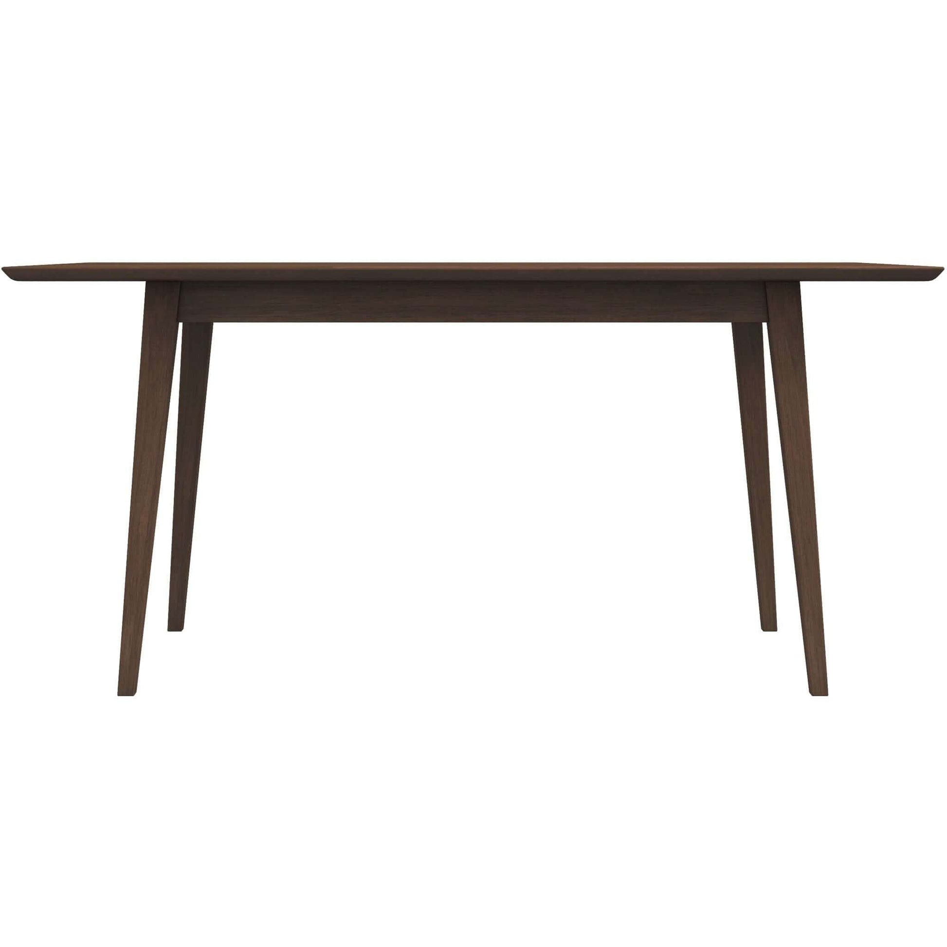 Mary Modern Style Solid Wood Rectangular Dining Kitchen Table Brown Finish Beveled Edges FredCo