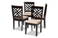 Baxton Studio Caron Modern and Contemporary Sand Fabric Upholstered Espresso Brown Finished Wood Dining Chair Set of 4
