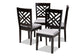 Baxton Studio Caron Modern and Contemporary Gray Fabric Upholstered Espresso Brown Finished Wood Dining Chair Set of 4