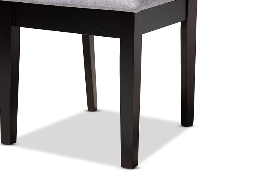 Baxton Studio Caron Modern and Contemporary Gray Fabric Upholstered Espresso Brown Finished Wood Dining Chair Set of 4