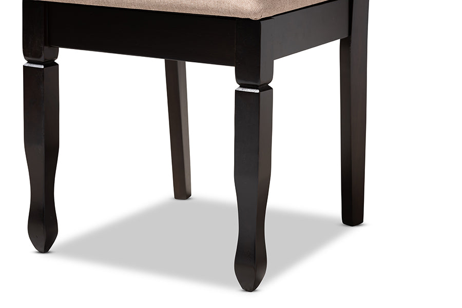 Baxton Studio Reneau Modern and Contemporary Sand Fabric Upholstered Espresso Brown Finished Wood Dining Chair Set of 4