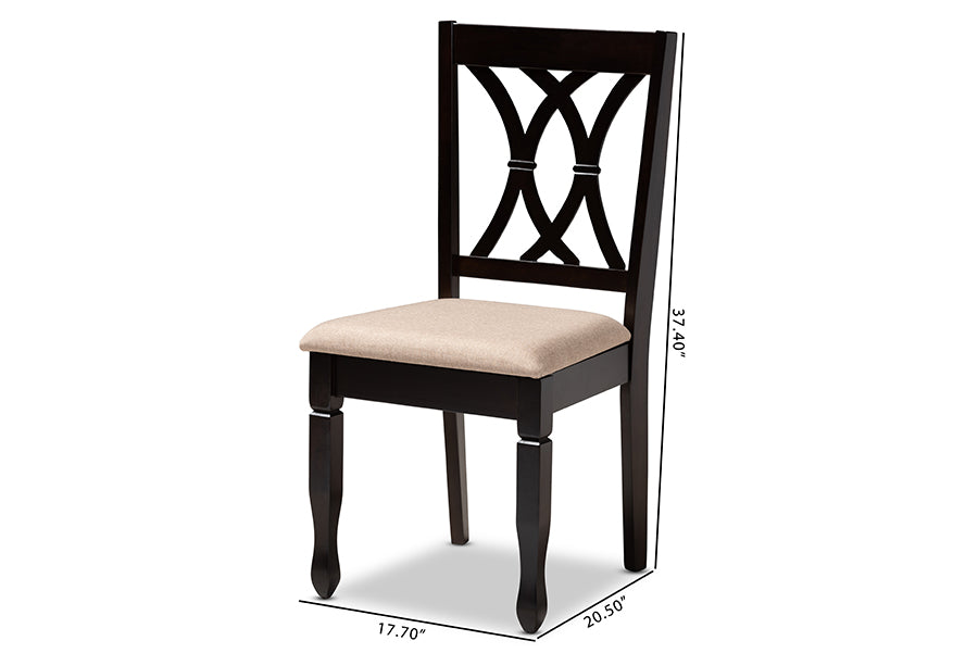 Baxton Studio Reneau Modern and Contemporary Sand Fabric Upholstered Espresso Brown Finished Wood Dining Chair Set of 4