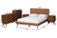 Baxton Studio Demeter Mid-Century Modern Walnut Brown Finished Wood Full Size 5-Piece Bedroom Set