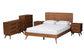 Baxton Studio Demeter Mid-Century Modern Walnut Brown Finished Wood Full Size 5-Piece Bedroom Set