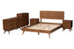 Baxton Studio Demeter Mid-Century Modern Walnut Brown Finished Wood Queen Size 5-Piece Bedroom Set