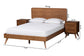 Baxton Studio Demeter Mid-Century Modern Walnut Brown Finished Wood King Size 3-Piece Bedroom Set