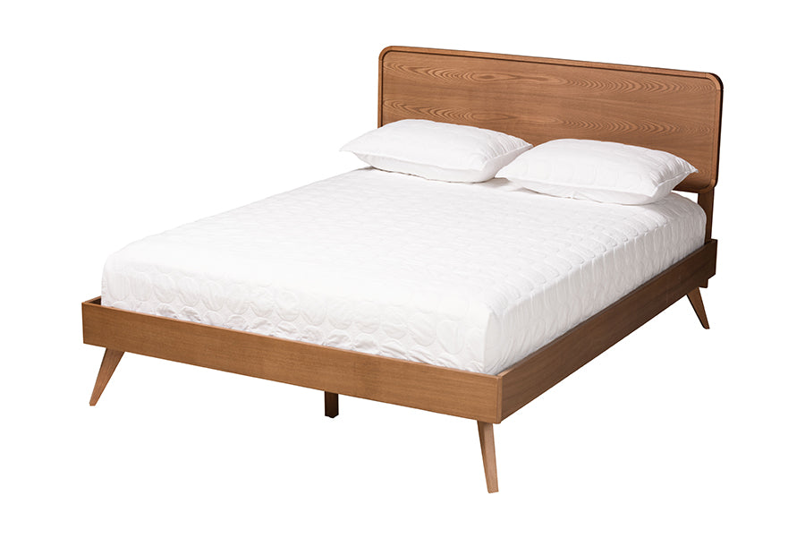 Baxton Studio Demeter Mid-Century Modern Walnut Brown Finished Wood Queen Size 3-Piece Bedroom Set