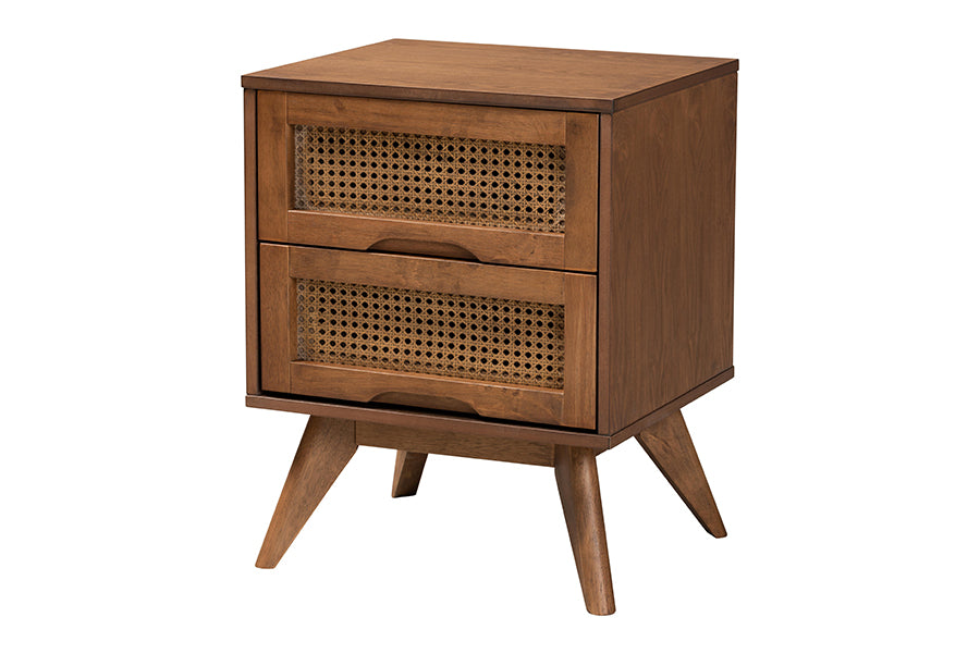 Baxton Studio Demeter Mid-Century Modern Walnut Brown Finished Wood Queen Size 3-Piece Bedroom Set