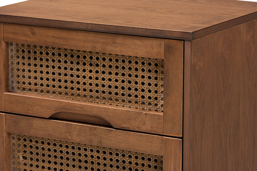Baxton Studio Demeter Mid-Century Modern Walnut Brown Finished Wood Queen Size 3-Piece Bedroom Set