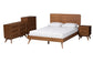 Baxton Studio Demeter Mid-Century Modern Walnut Brown Finished Wood Queen Size 4-Piece Bedroom Set