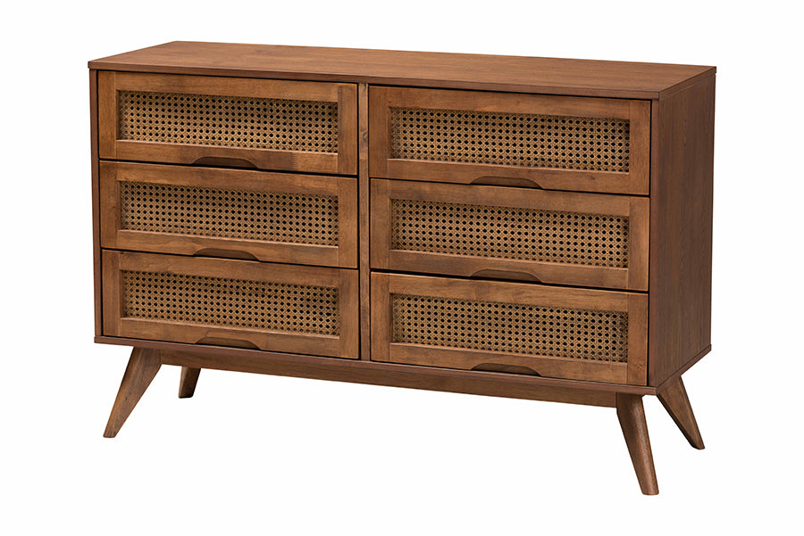 Baxton Studio Demeter Mid-Century Modern Walnut Brown Finished Wood Queen Size 4-Piece Bedroom Set