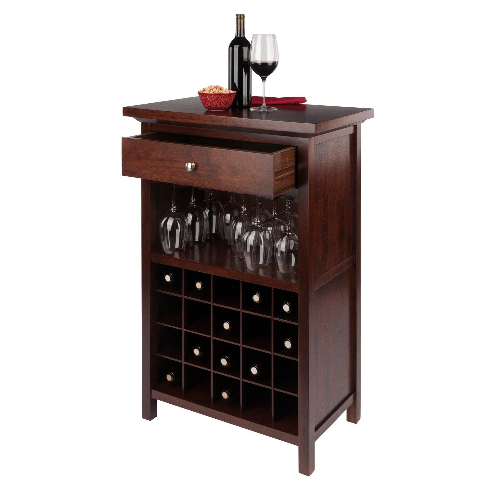Winsome Chablis Wine Cabinet, Walnut, Solid / Composite wood FredCo