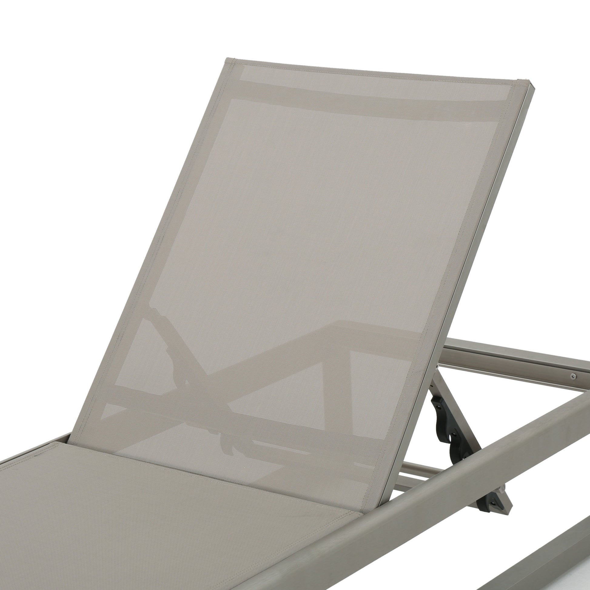 Outdoor Chaise Lounge Set of 2 with Adjustable Aluminum Frame and Textilene Mesh Seating in Grey FredCo